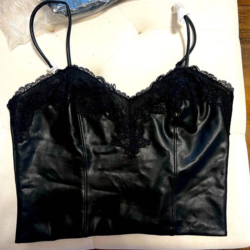 BNWT Express Faux Leather Crop Tank